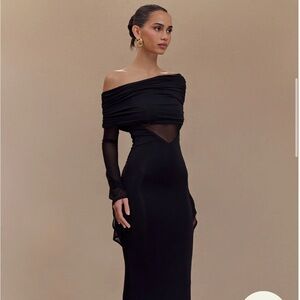 Rafaella Black Off-Shoulder Long Sleeve Dress
